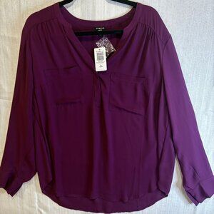 NWT Torrid Harper Blouse Size 2 / 2X (18-20) Plum Purple Georgette Top